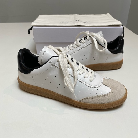 Isabel Marant Bryce Leather Sneaker in White/Black sz 38 New in Box - Picture 8 of 10